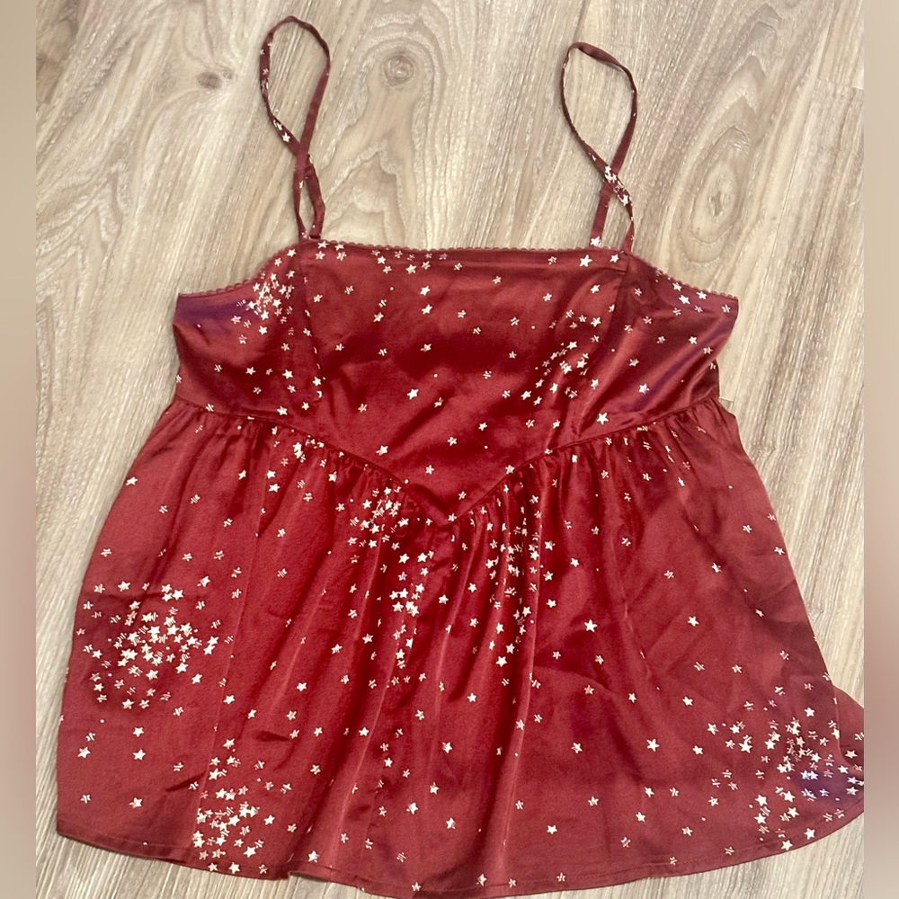 Anthropologie Star Print Maroon/Burgundy Red Cami Small